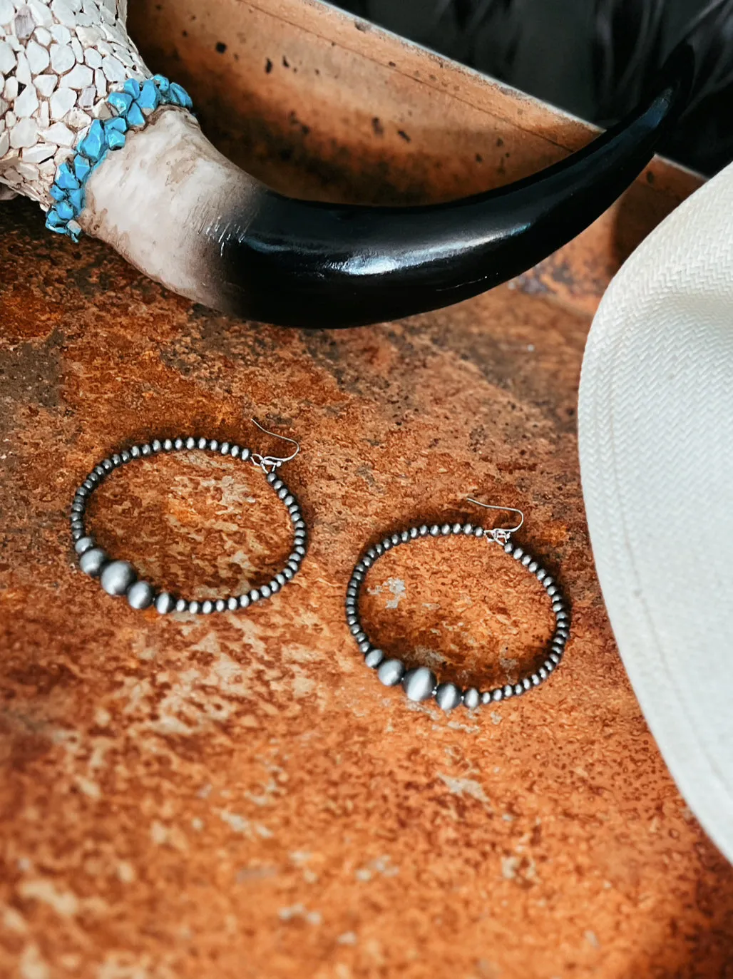 Handmade Navajo Inspired Bead Hoop Earrings