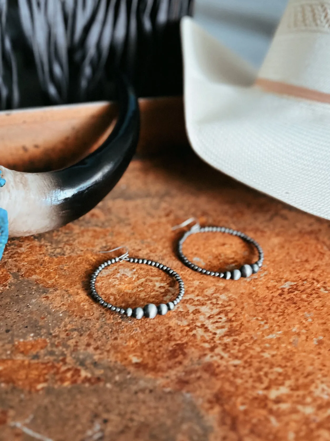 Handmade Navajo Inspired Bead Hoop Earrings