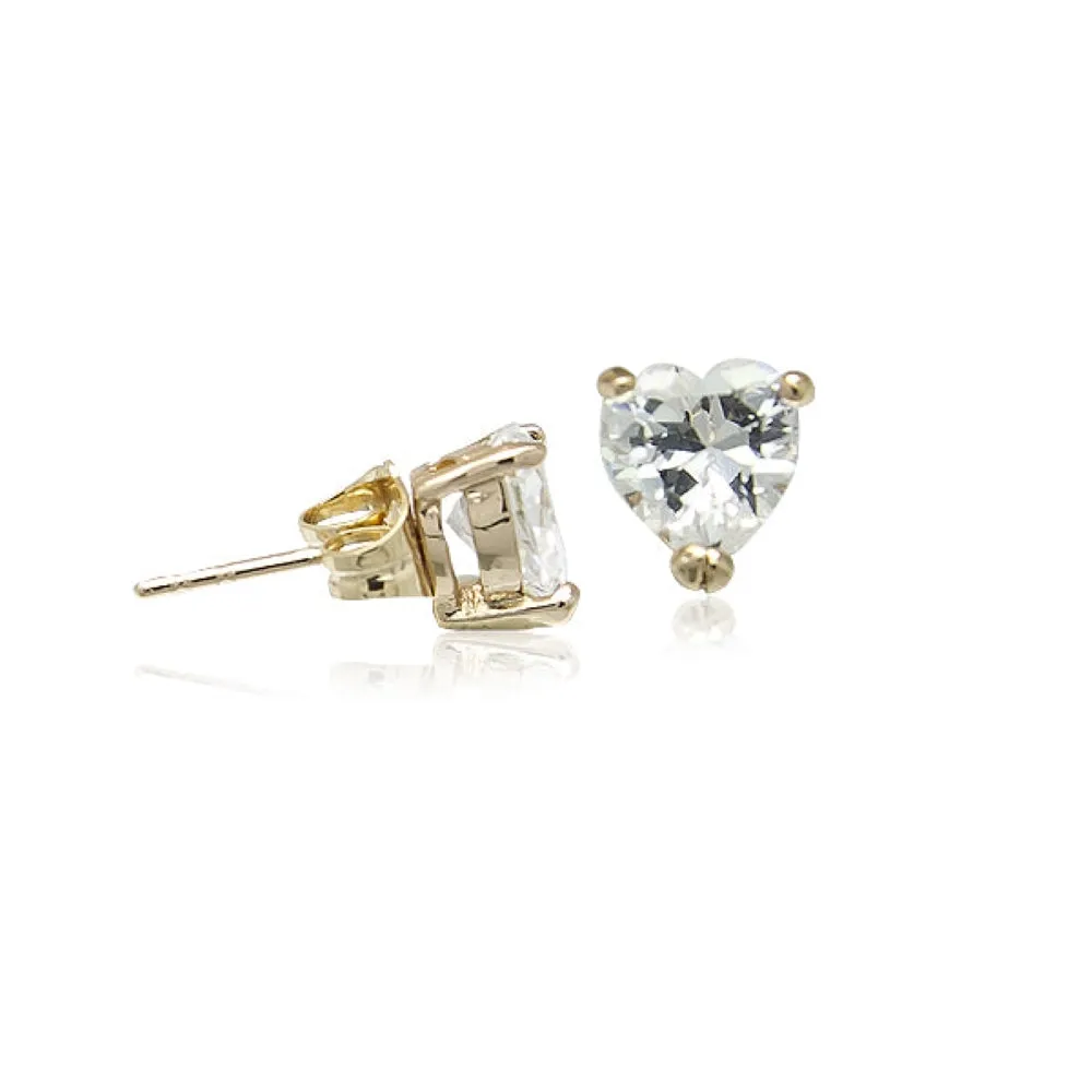 Heart 8mm Cubic Zirconia Stud Earrings