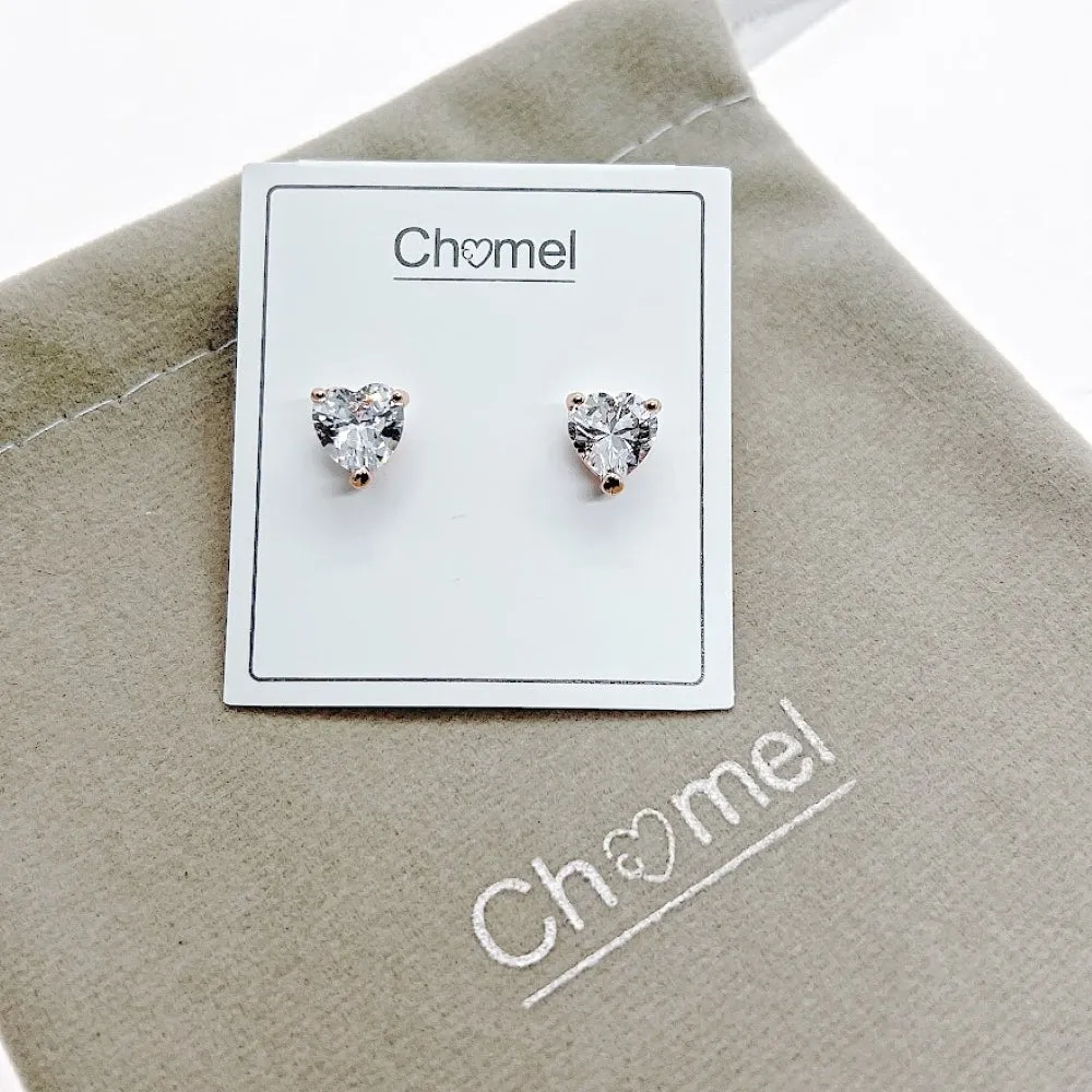 Heart 8mm Cubic Zirconia Stud Earrings