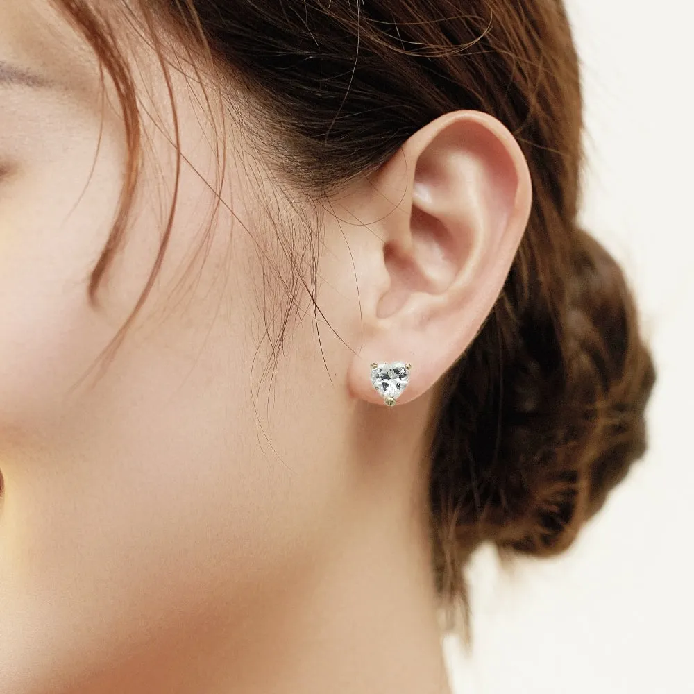 Heart 8mm Cubic Zirconia Stud Earrings