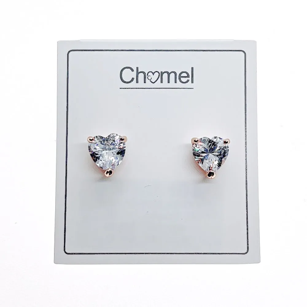 Heart 8mm Cubic Zirconia Stud Earrings