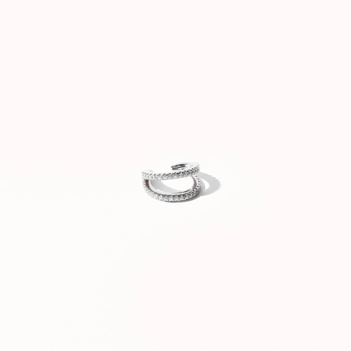 Illusion Double Crystal Ear Cuff in Silver