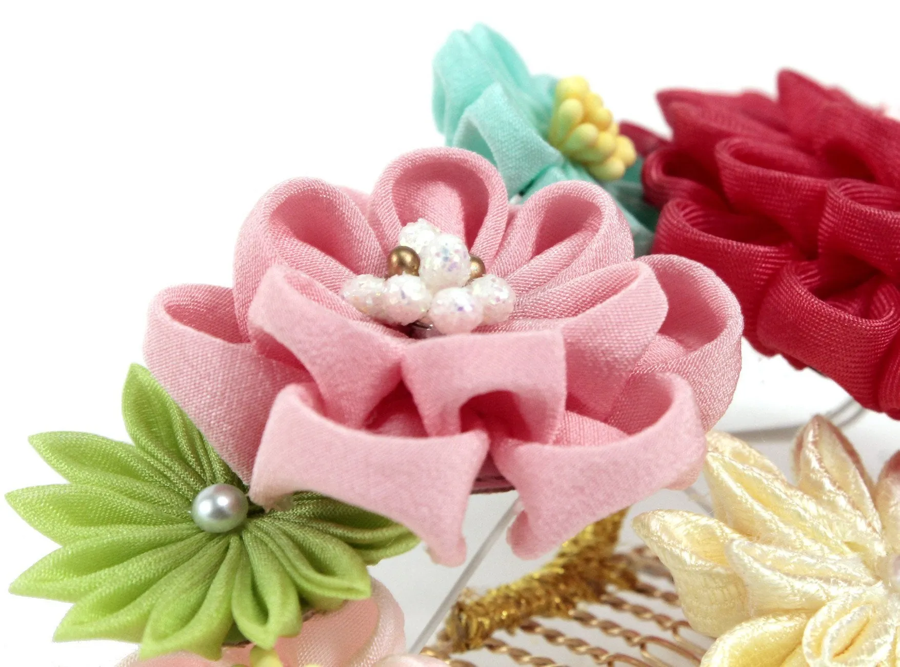 Japanese Kimono Hair Accessory Comb 2 pc Set Flowers