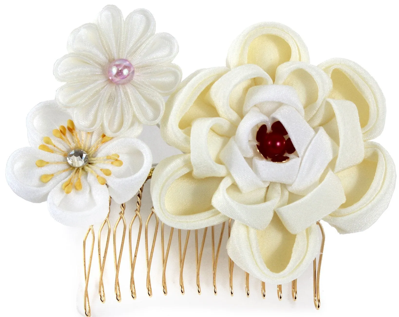 Japanese Kimono Hair Accessory Comb 2 pc Set Flowers