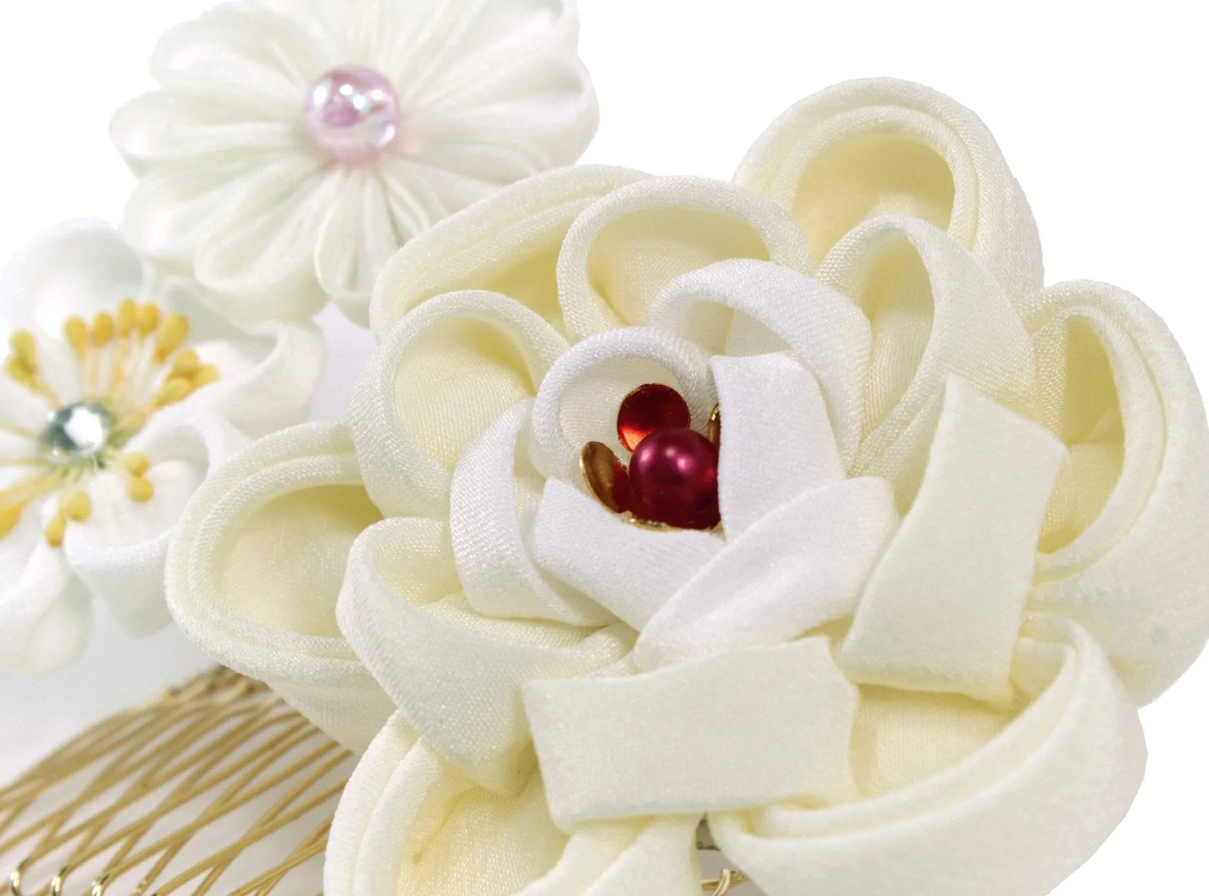 Japanese Kimono Hair Accessory Comb 2 pc Set Flowers