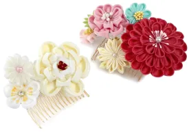 Japanese Kimono Hair Accessory Comb 2 pc Set Flowers