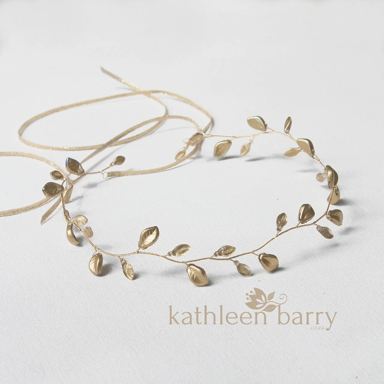 Jaune Silver metallic leaf hair vine, wreath - Custom colors to order are Rose gold, gold, Silver