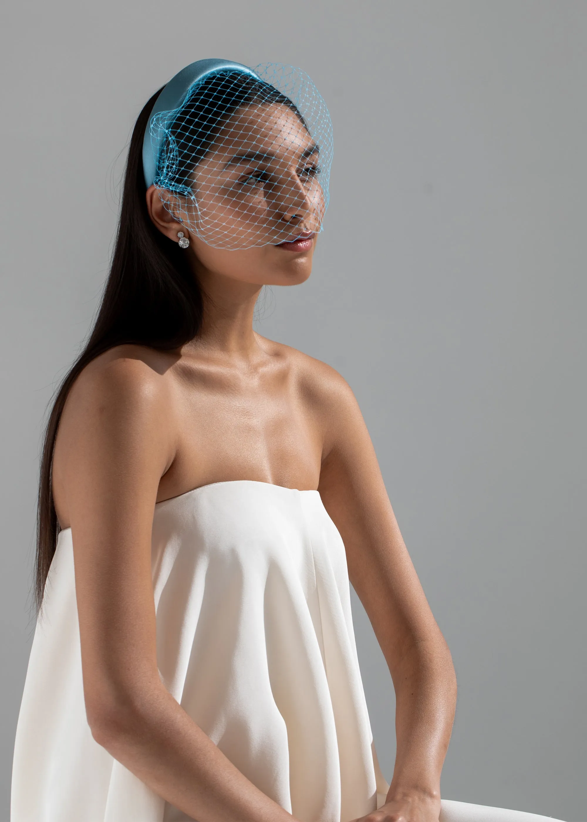 Kate Voilette Headband in Satin -- Storm