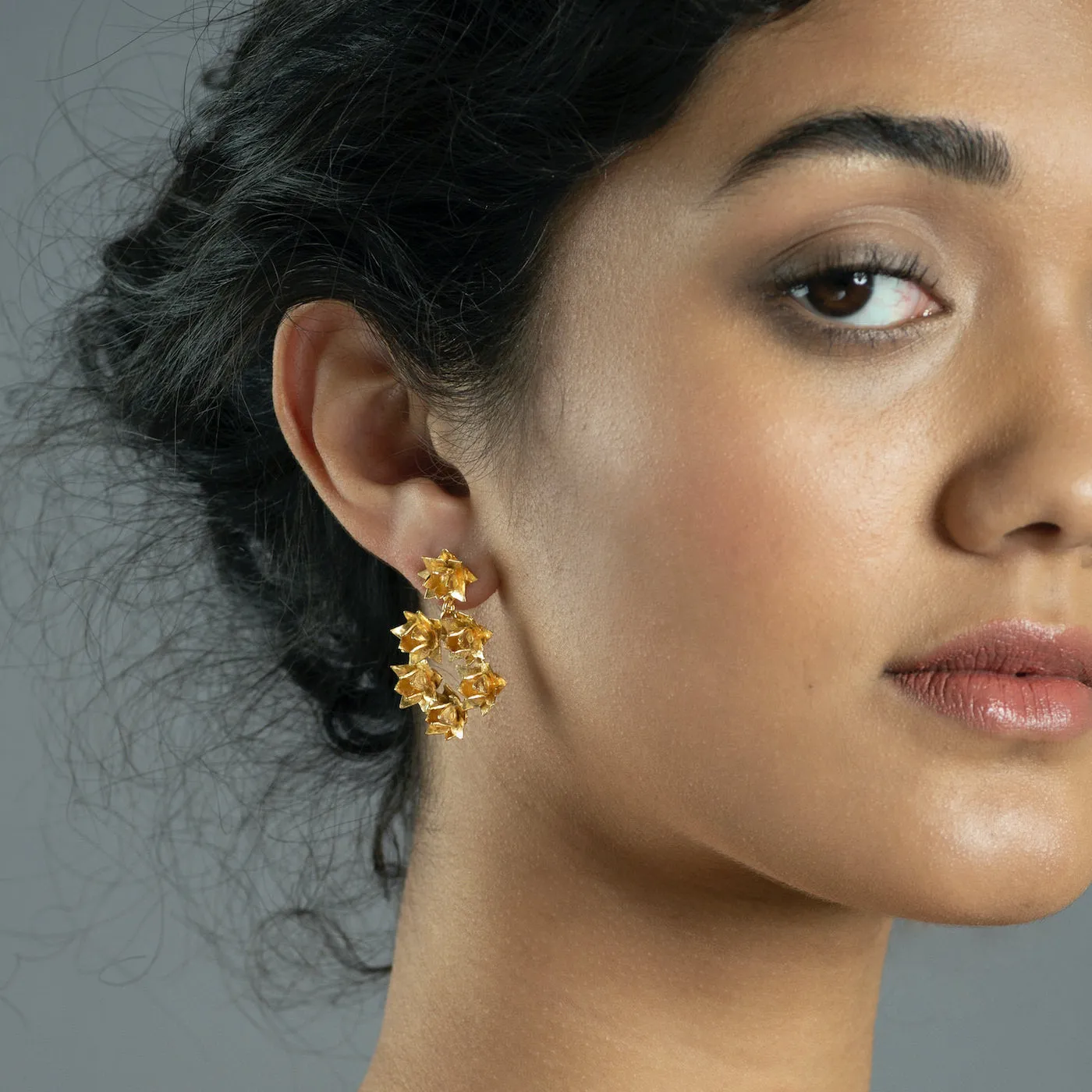 Lotus Wreath Earrings - Gold