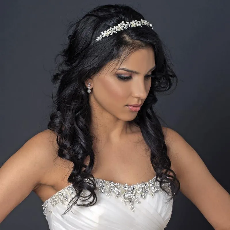 Lt Amber Blush Pearl  Crystal Headband