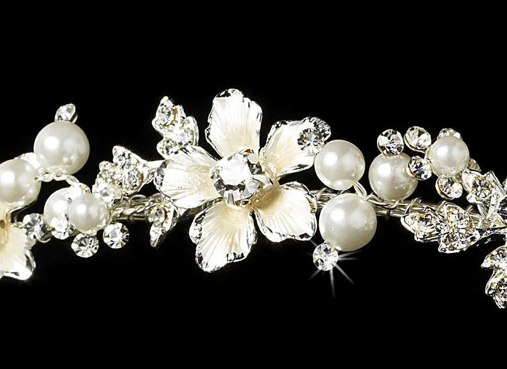 Lt Amber Blush Pearl  Crystal Headband