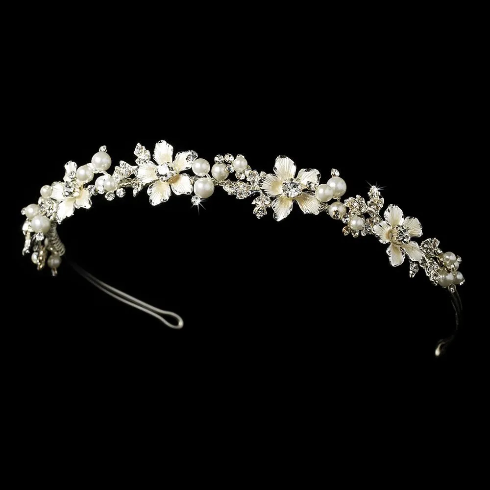 Lt Amber Blush Pearl  Crystal Headband