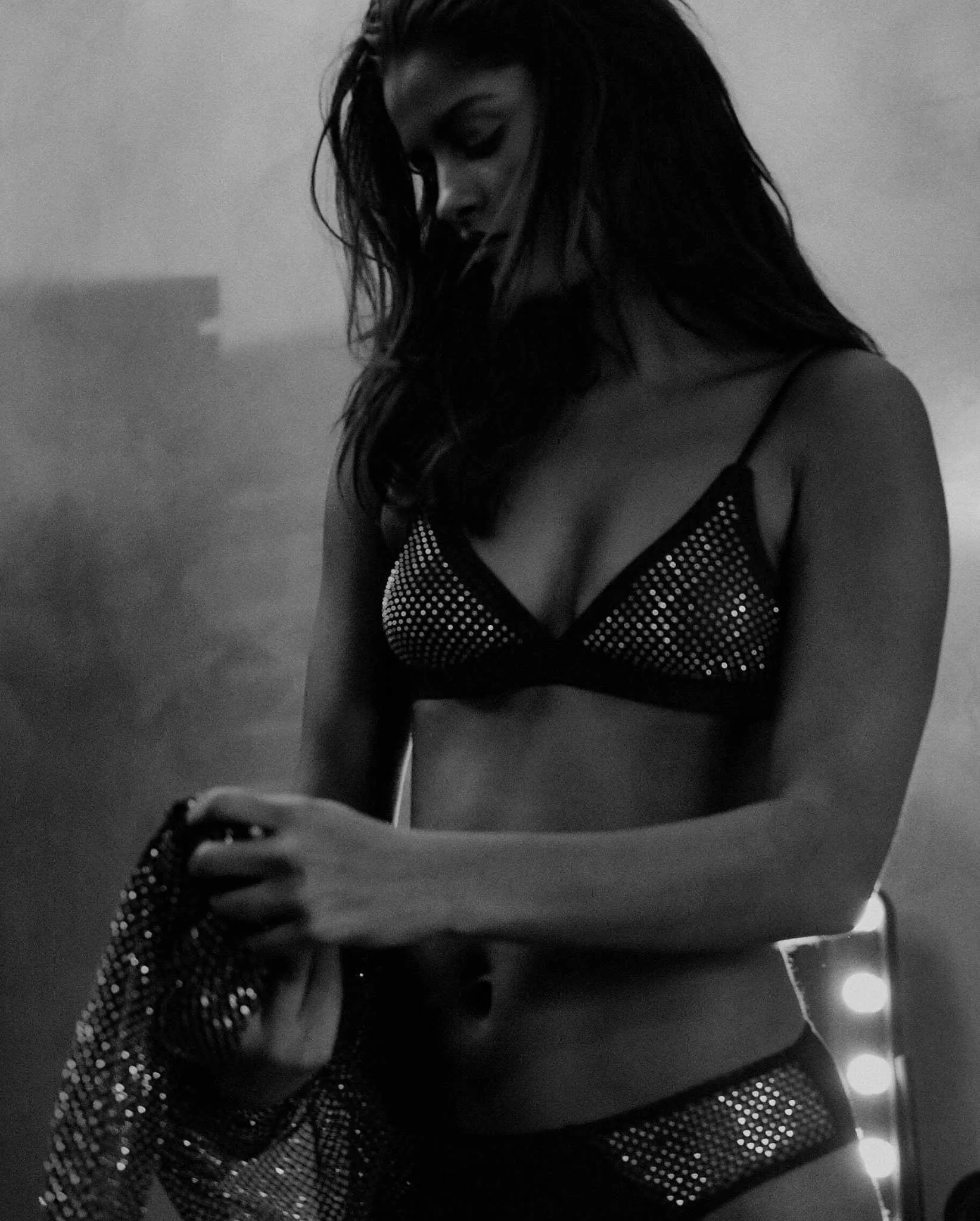 Mesh Triangle Bralette Rhinestone