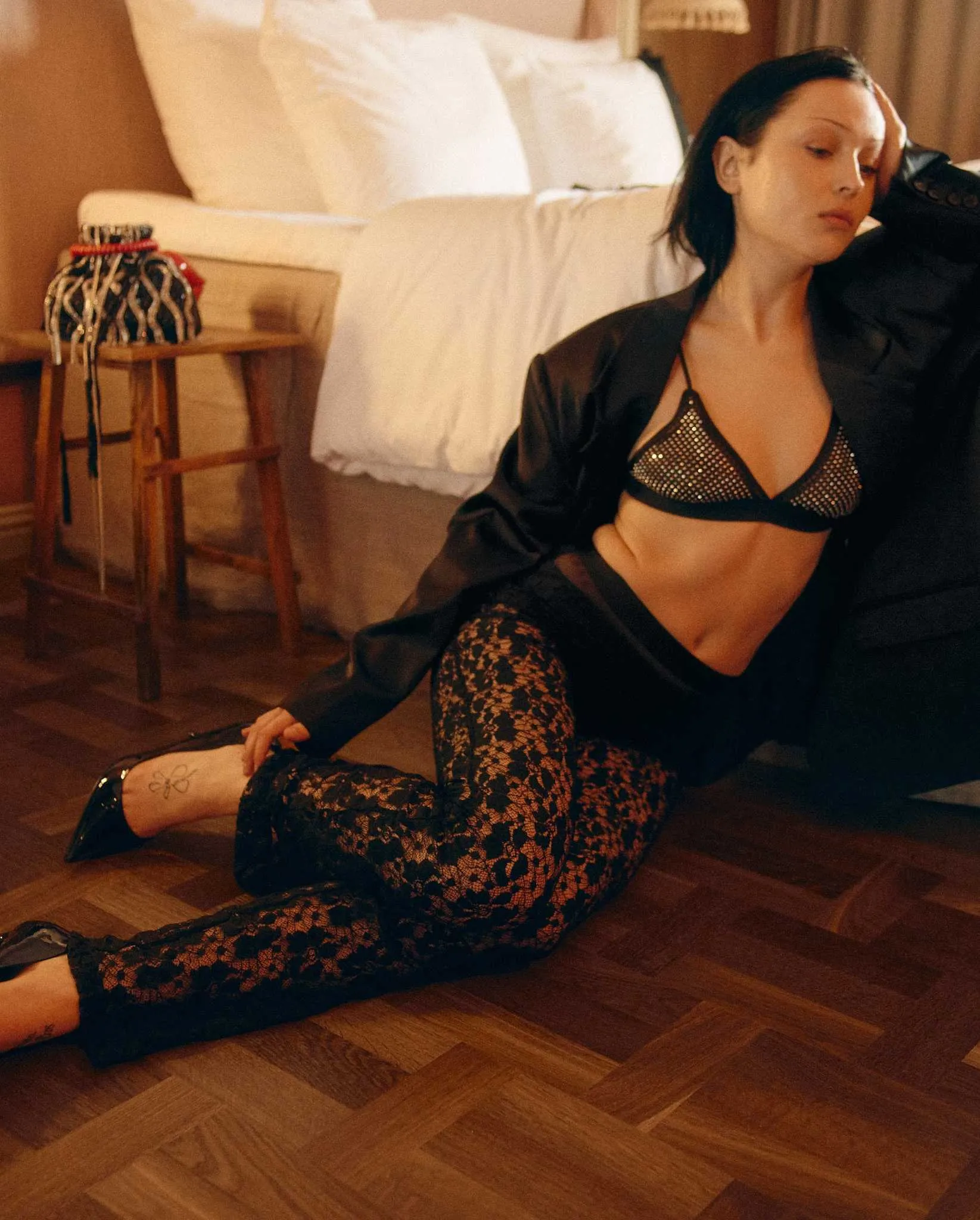 Mesh Triangle Bralette Rhinestone