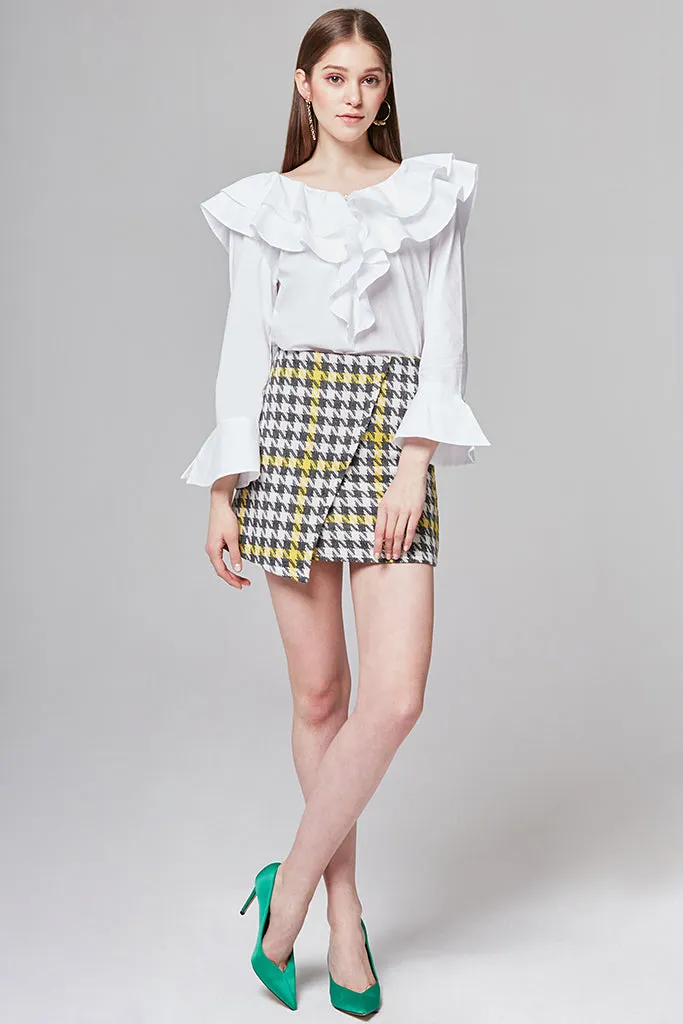 Michelle Pearl Embellished Ruffle Blouse