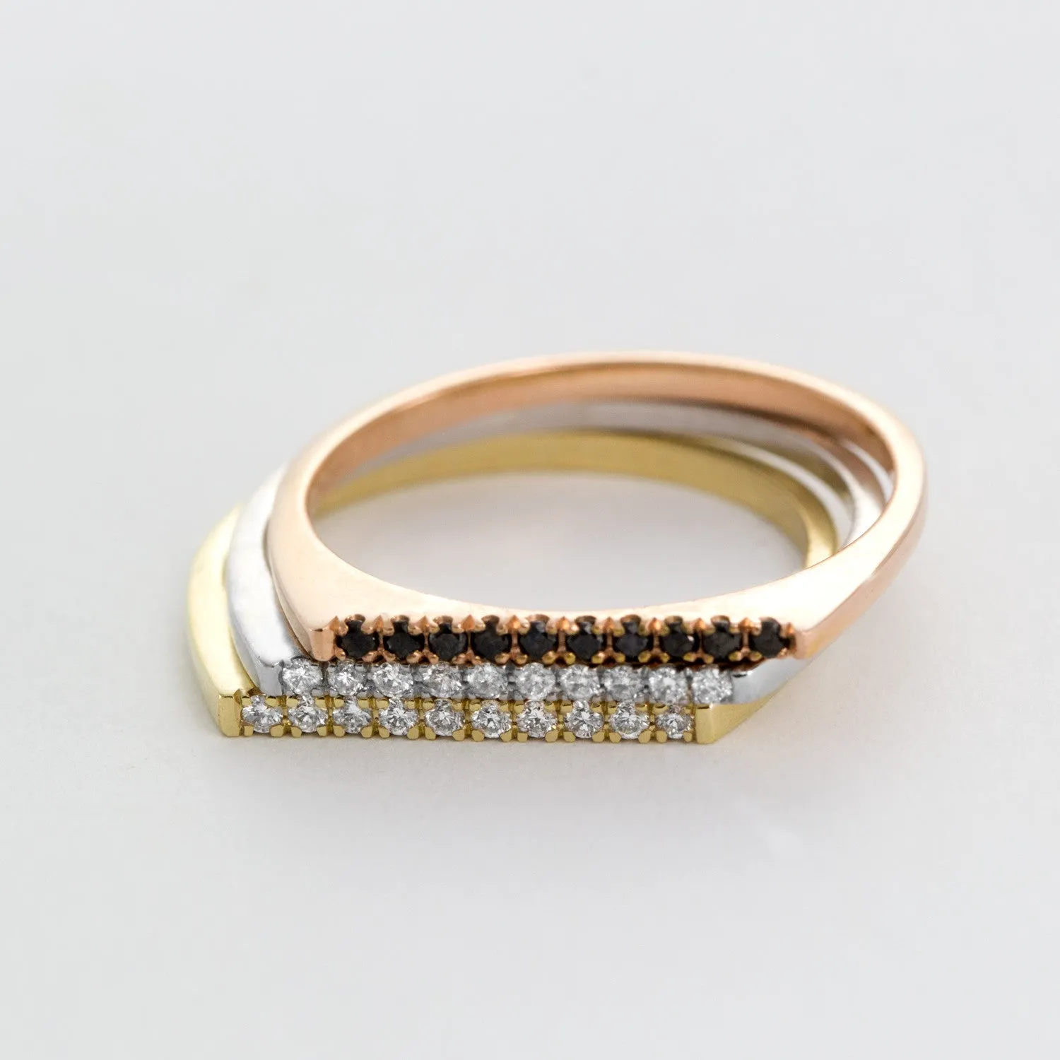 Miranda Encrusted Gold Ring Black Diamonds