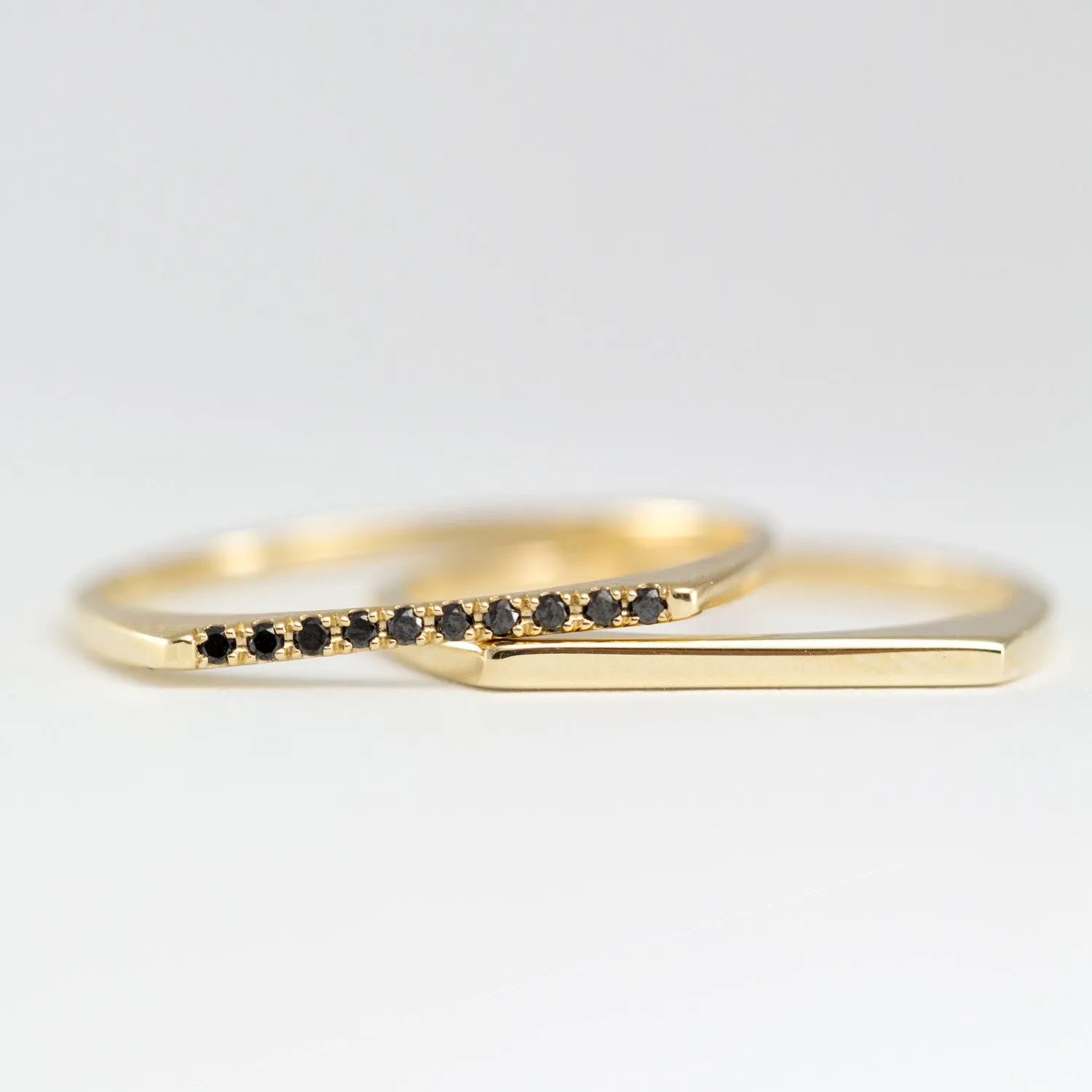 Miranda Encrusted Gold Ring Black Diamonds