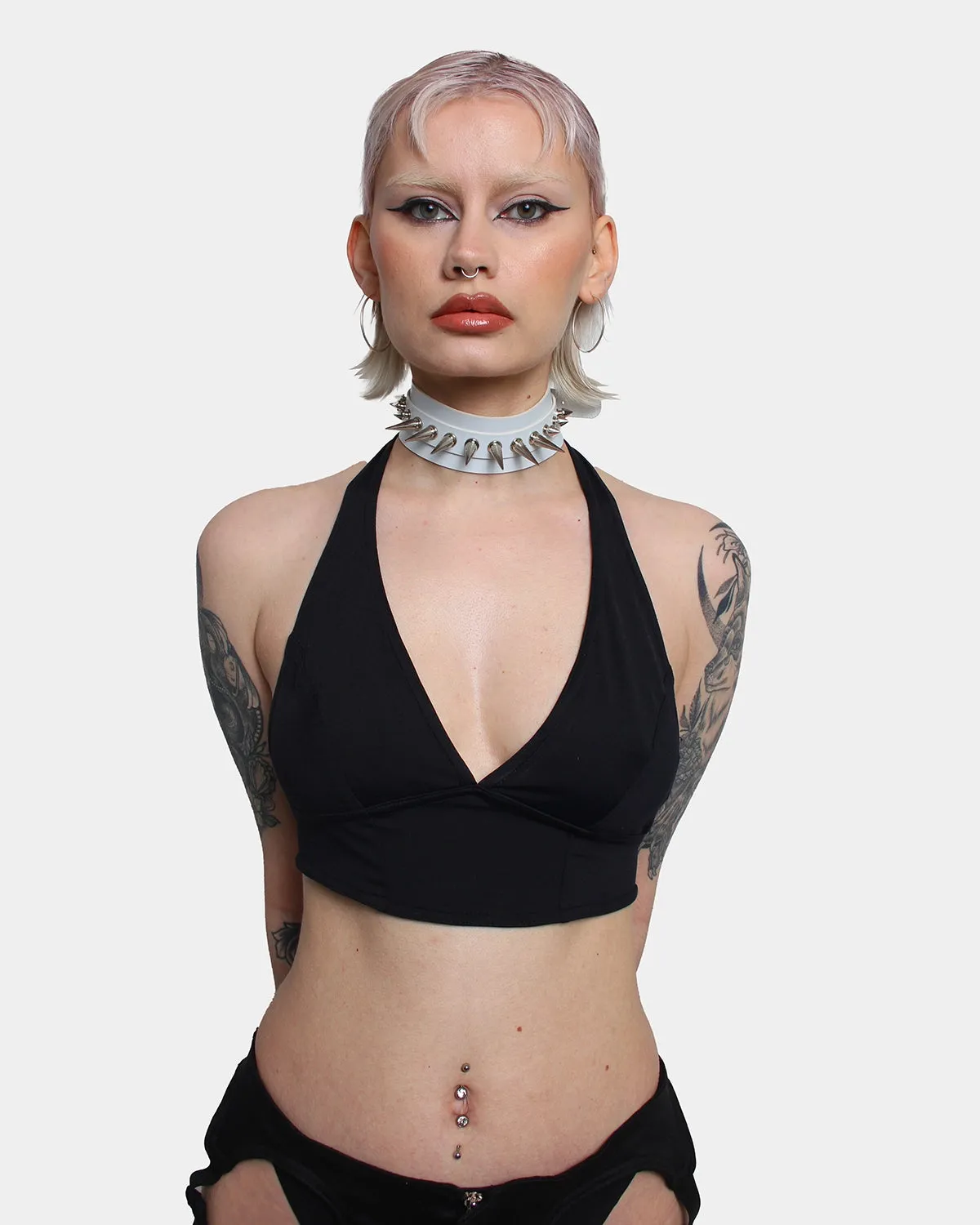 MIX SPIKED COLLAR WHITE / SILVER - XXX