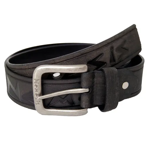 Nemesis Logo Distressed Dark Brown Leather Belt