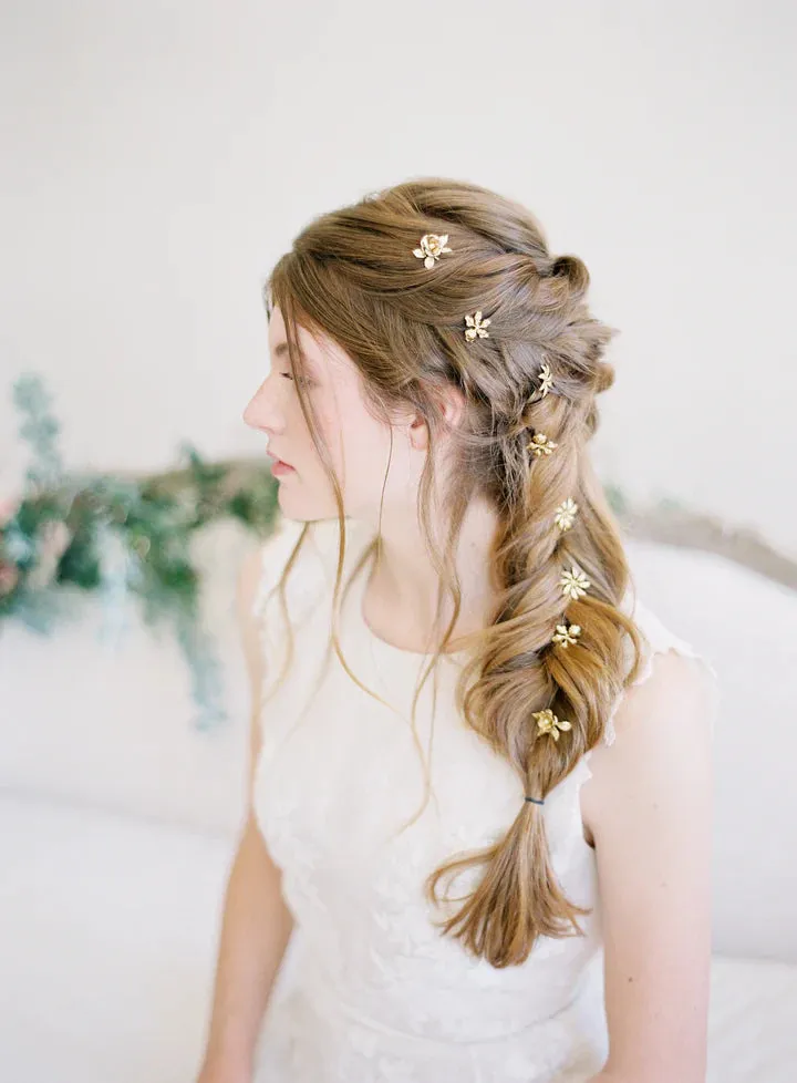 Open Rose and Pearl Hair Pins (2)