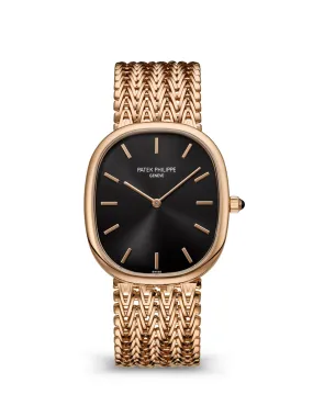 Rose Gold Patek Philippe Golden Ellipse Luxury Watch, Ref. 5738/1R-001, with Integrated Bracelet