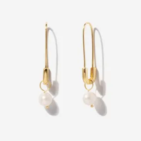 Pearl Safety Pin Earrings