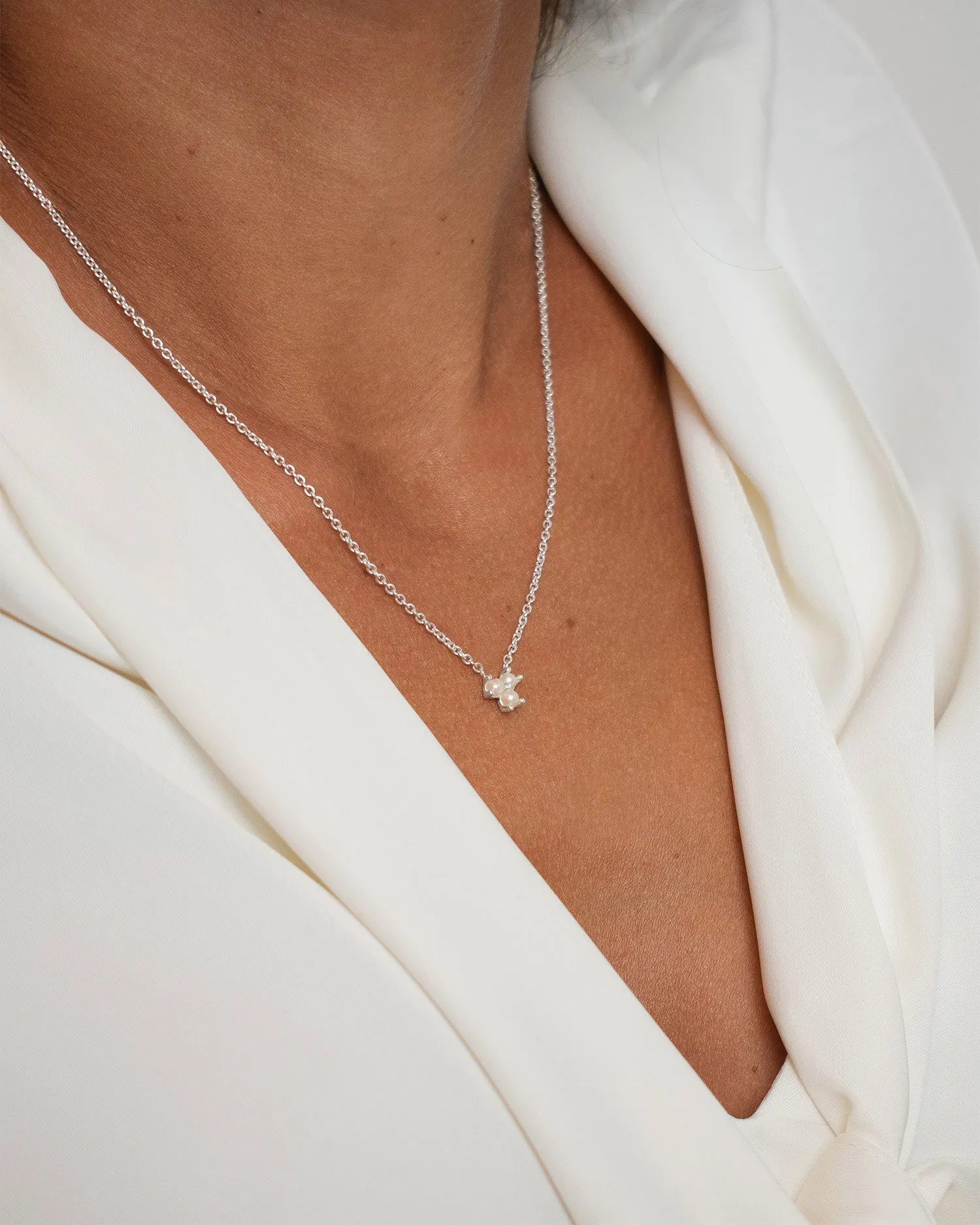 Petite Star pearl necklace silver