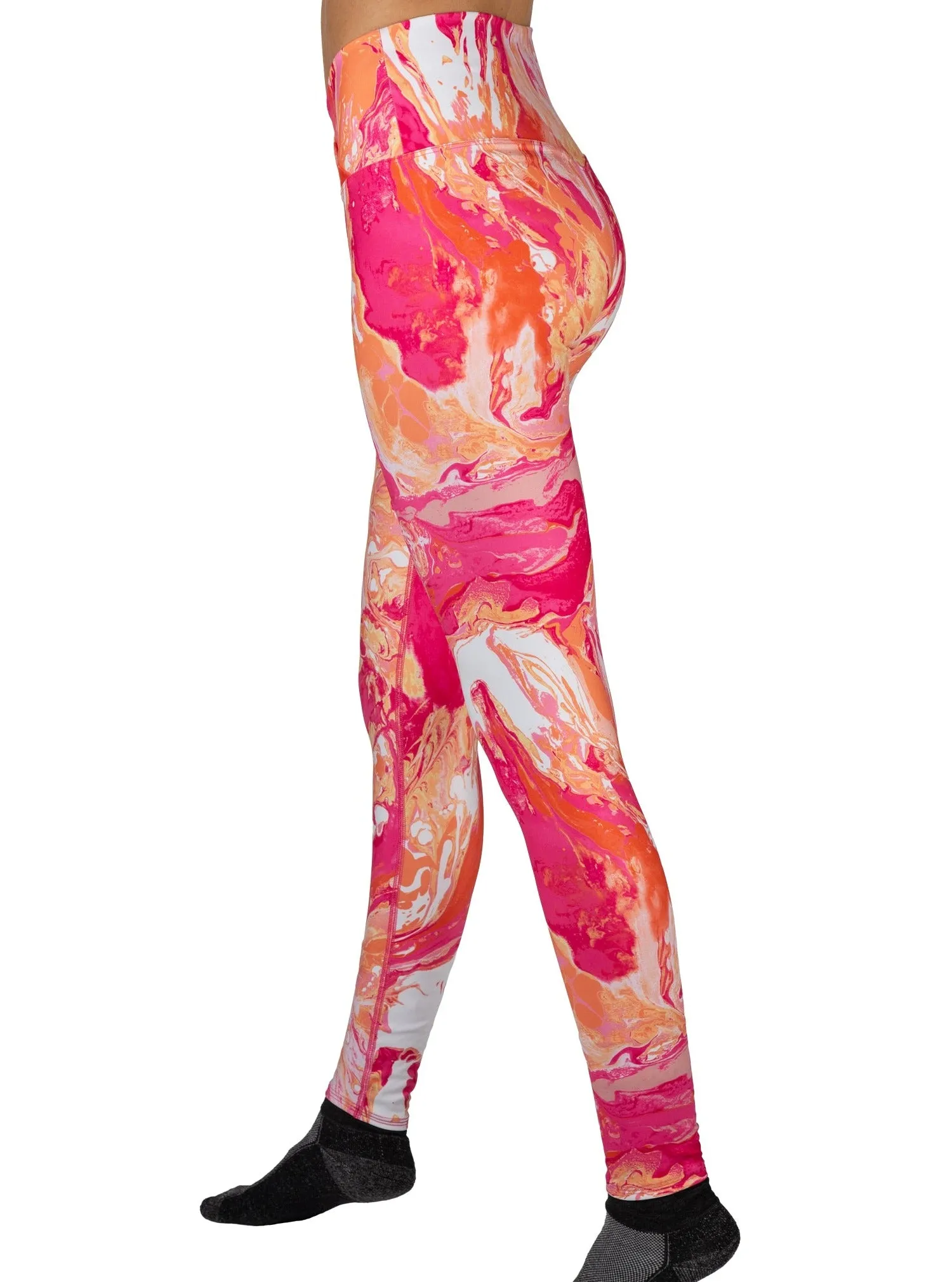 Pink Marble ECO-TechFlex Cross Over Waistband Legging