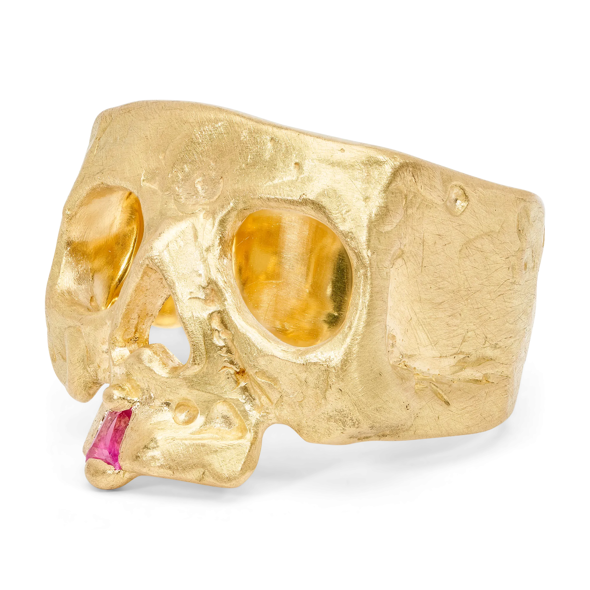 Customized Pink Snaggletooth Skull Ring for Unique Style - Handcrafted to Order
