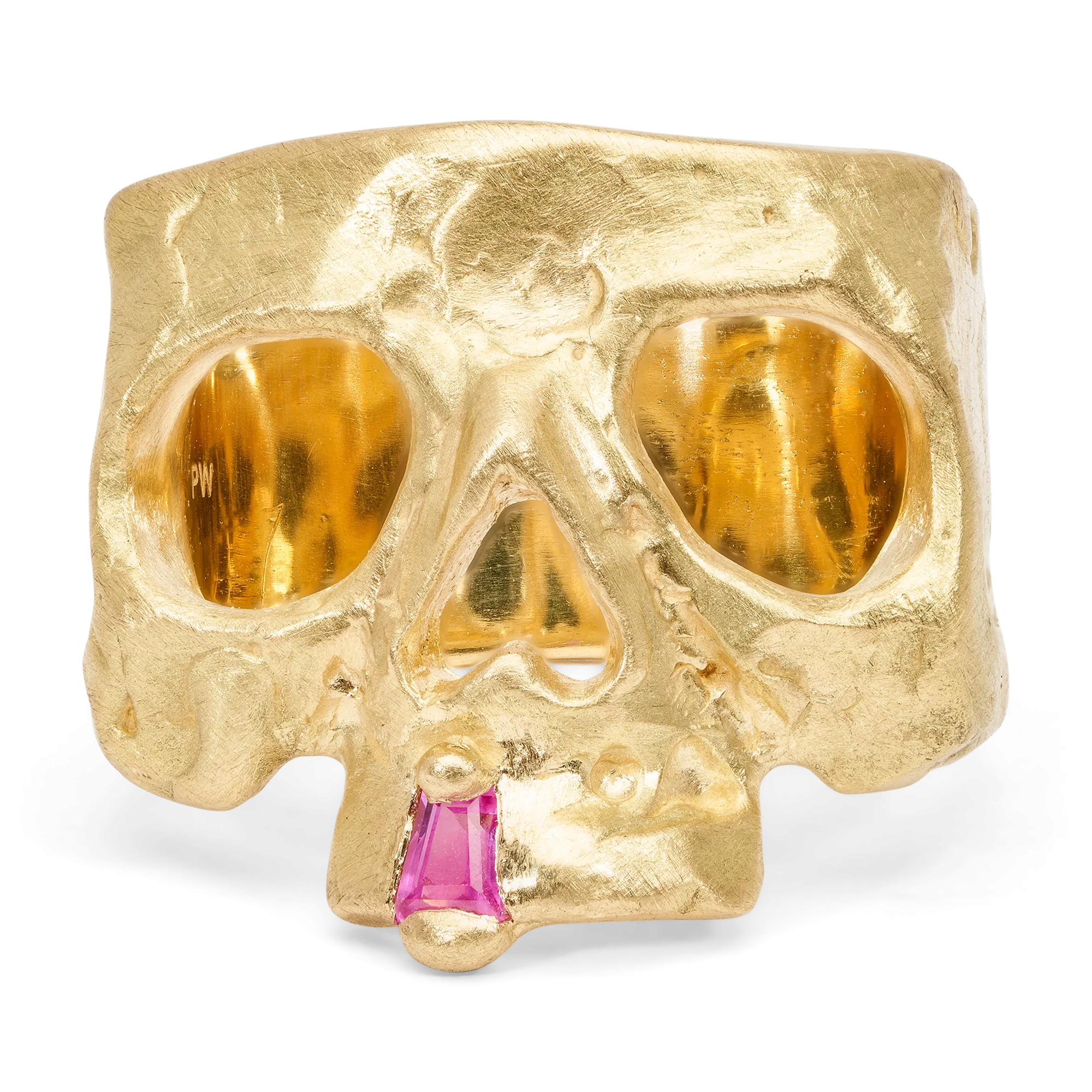 Customized Pink Snaggletooth Skull Ring for Unique Style - Handcrafted to Order