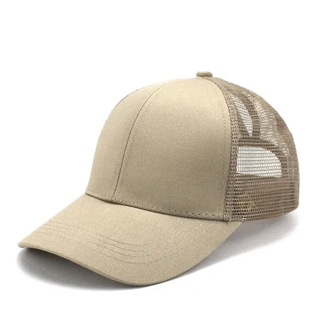 Ponytail Baseball Cap Women Messy Bun Baseball Hat Snapback Camouflage Mesh Cap Spring and Summer Camo Outdoor Hat