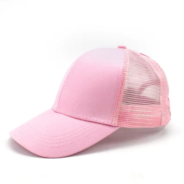 Ponytail Baseball Cap Women Messy Bun Baseball Hat Snapback Camouflage Mesh Cap Spring and Summer Camo Outdoor Hat