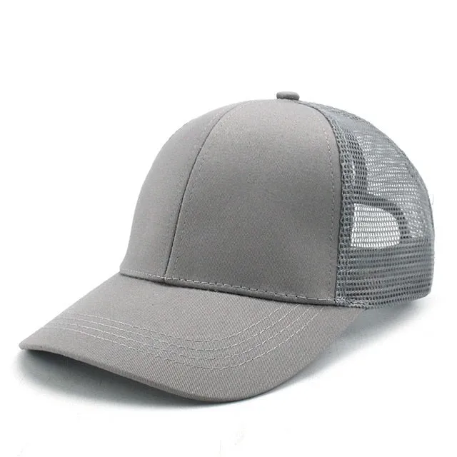 Ponytail Baseball Cap Women Messy Bun Baseball Hat Snapback Camouflage Mesh Cap Spring and Summer Camo Outdoor Hat