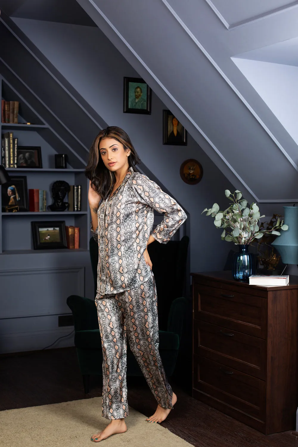 Printed Satin Pj set