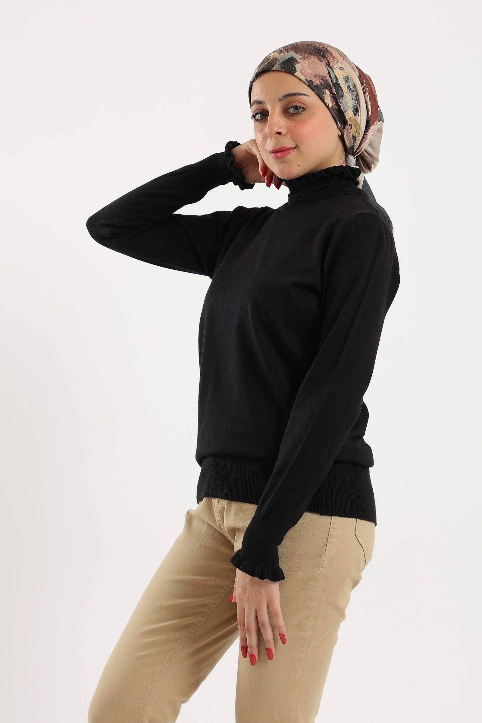 Pullover with Frilled Cuffs