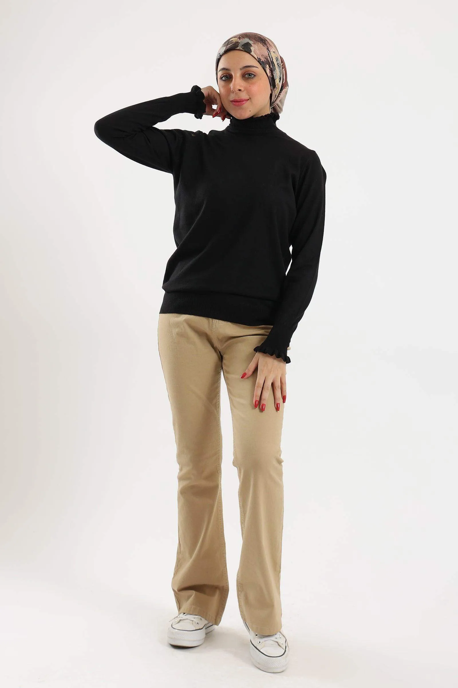 Pullover with Frilled Cuffs