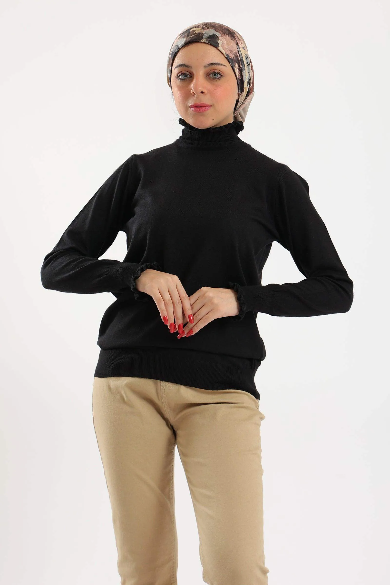 Pullover with Frilled Cuffs