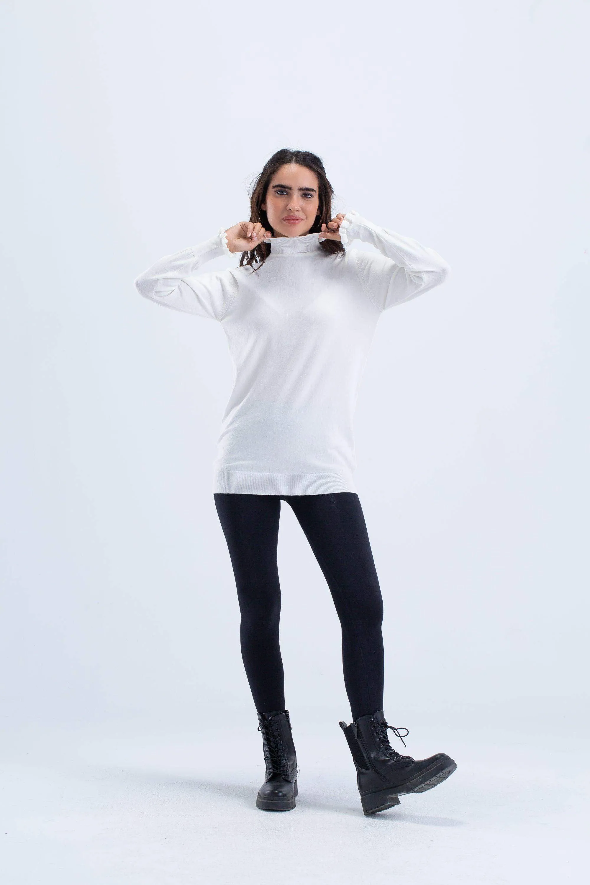 Pullover with Frilled Cuffs