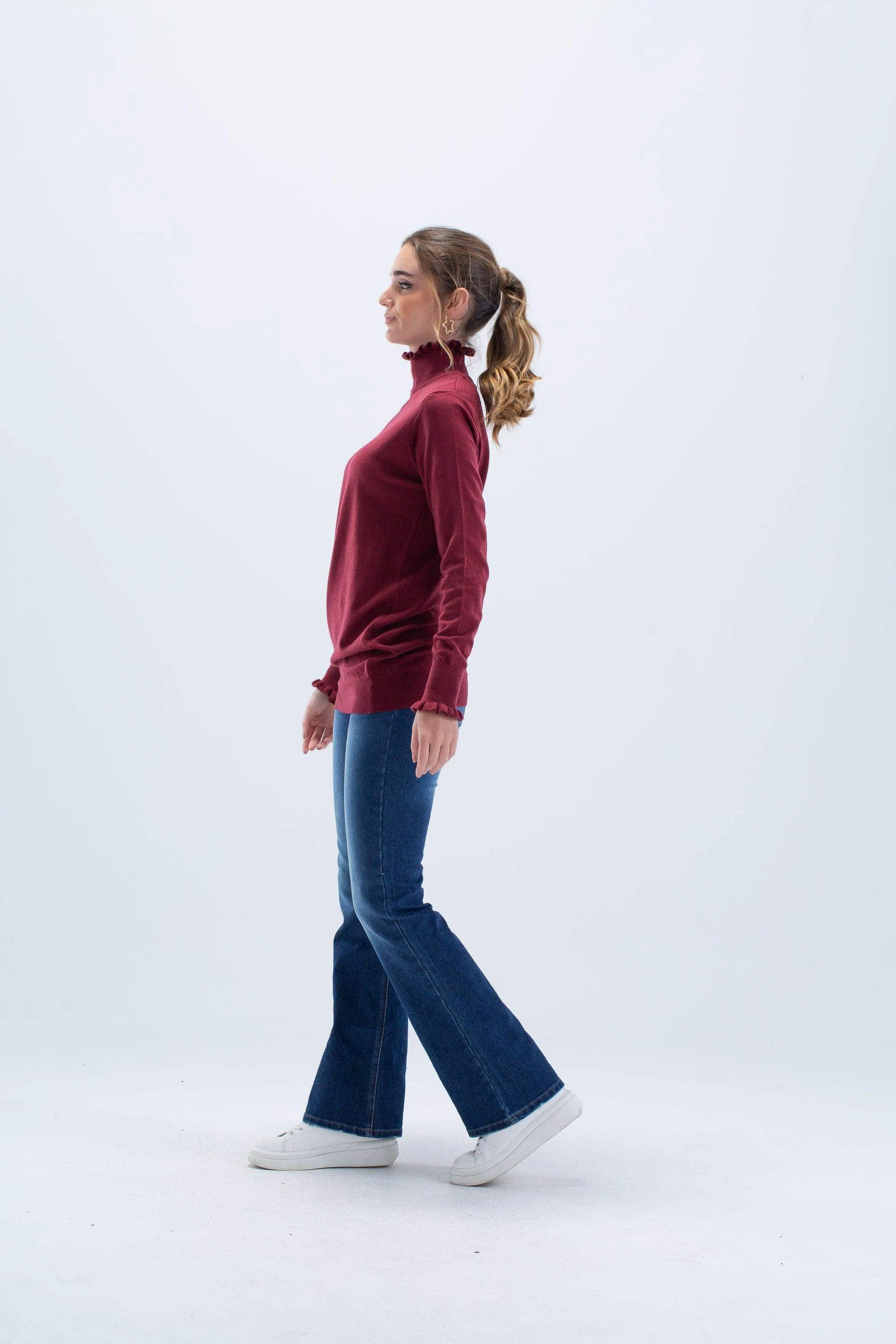 Pullover with Frilled Cuffs