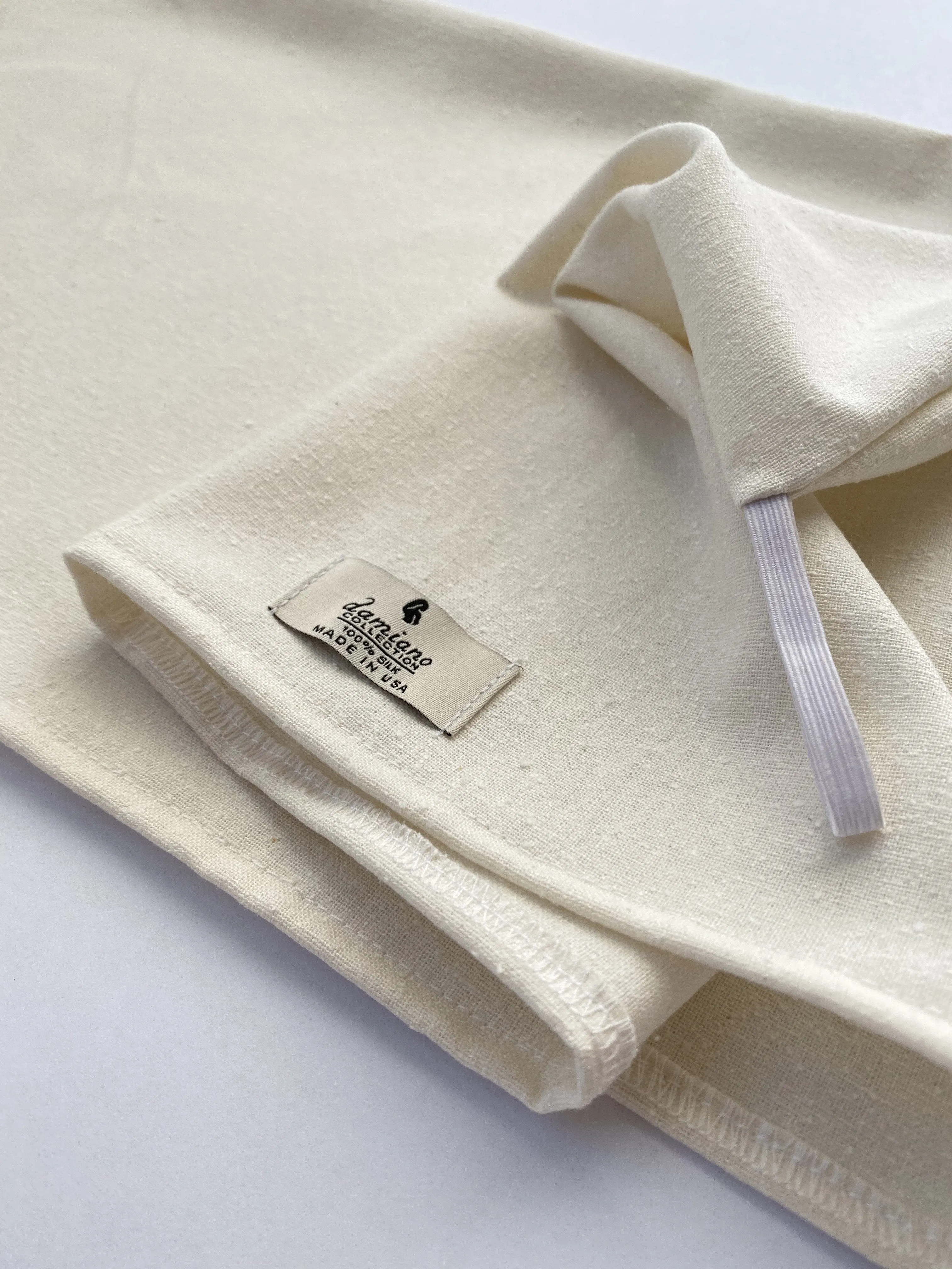 Raw Silk Hair Towel Natural