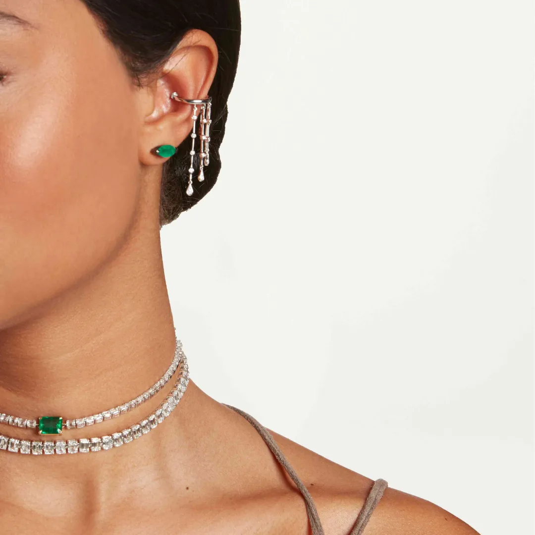 READY TO SHIP DIAMOND GRADUAL BEZEL TEARDROP EAR CUFF
