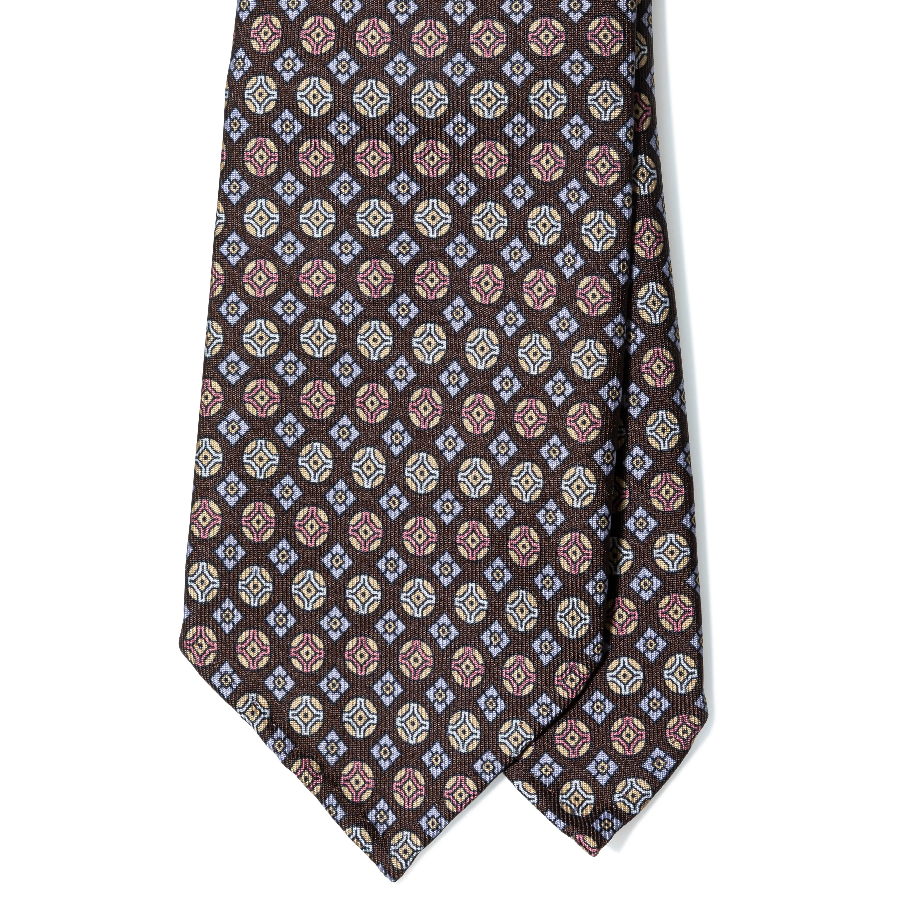 Silk Medallion Multi Print Seven-fold Tie