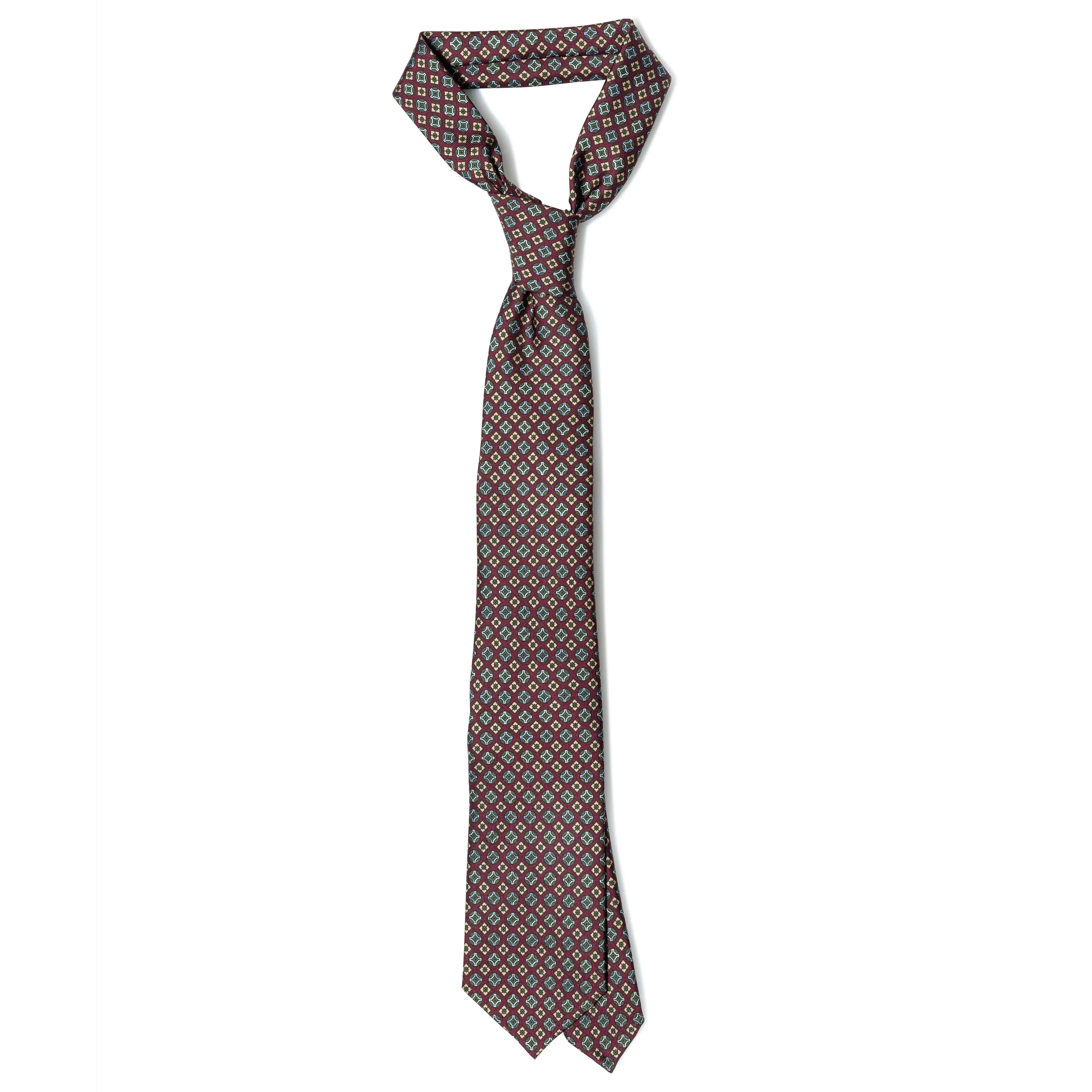 Silk Medallion Multi Print Seven-fold Tie