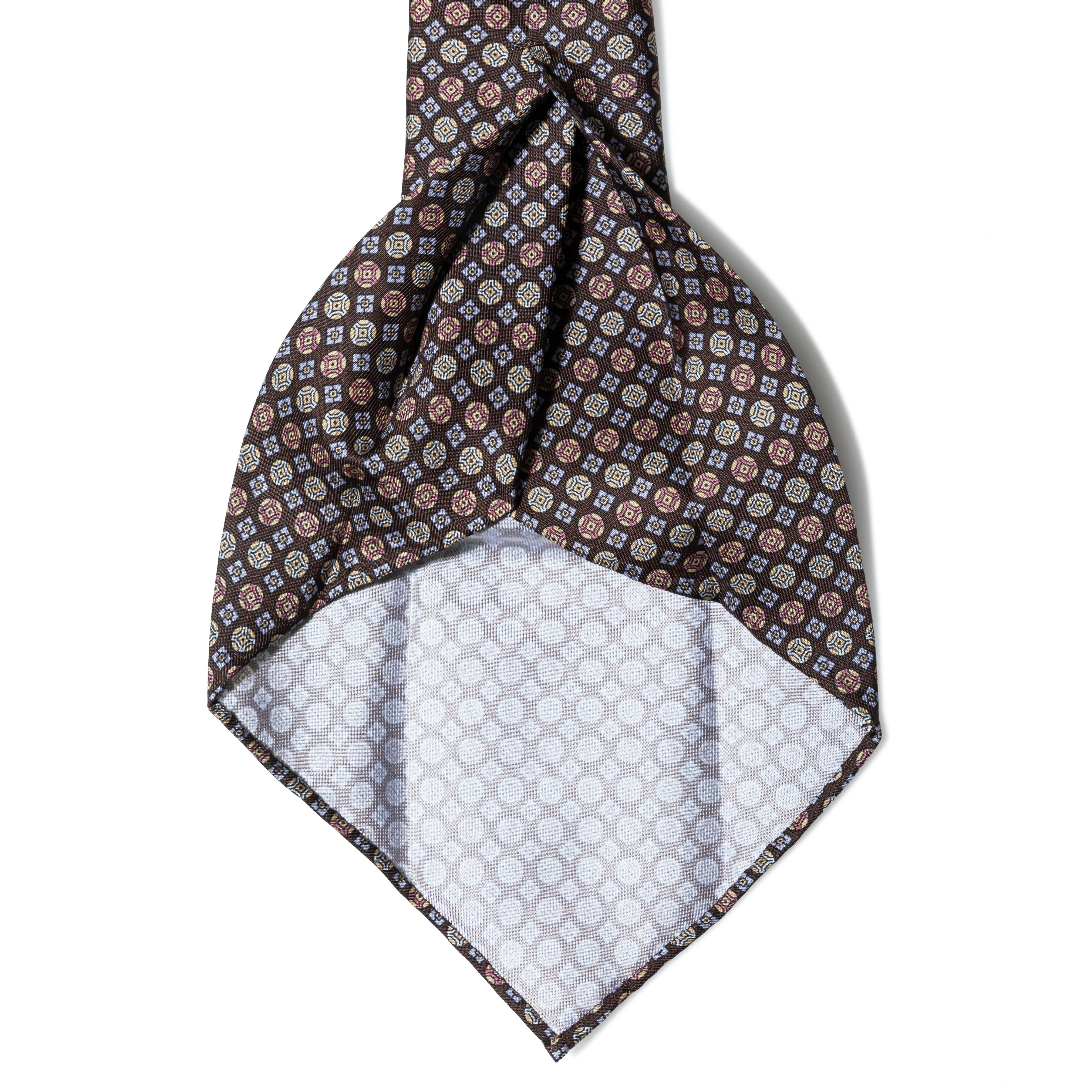 Silk Medallion Multi Print Seven-fold Tie