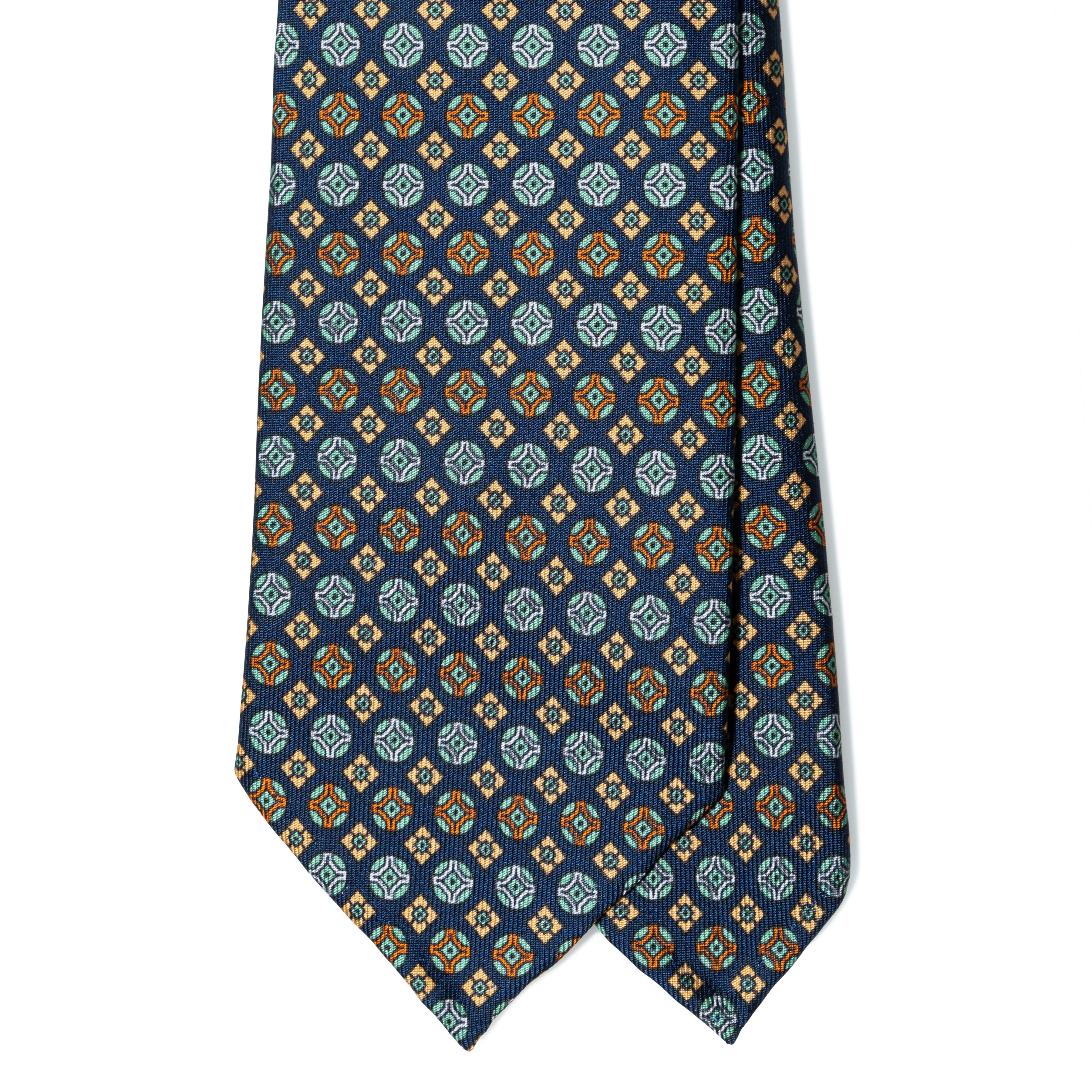 Silk Medallion Multi Print Seven-fold Tie