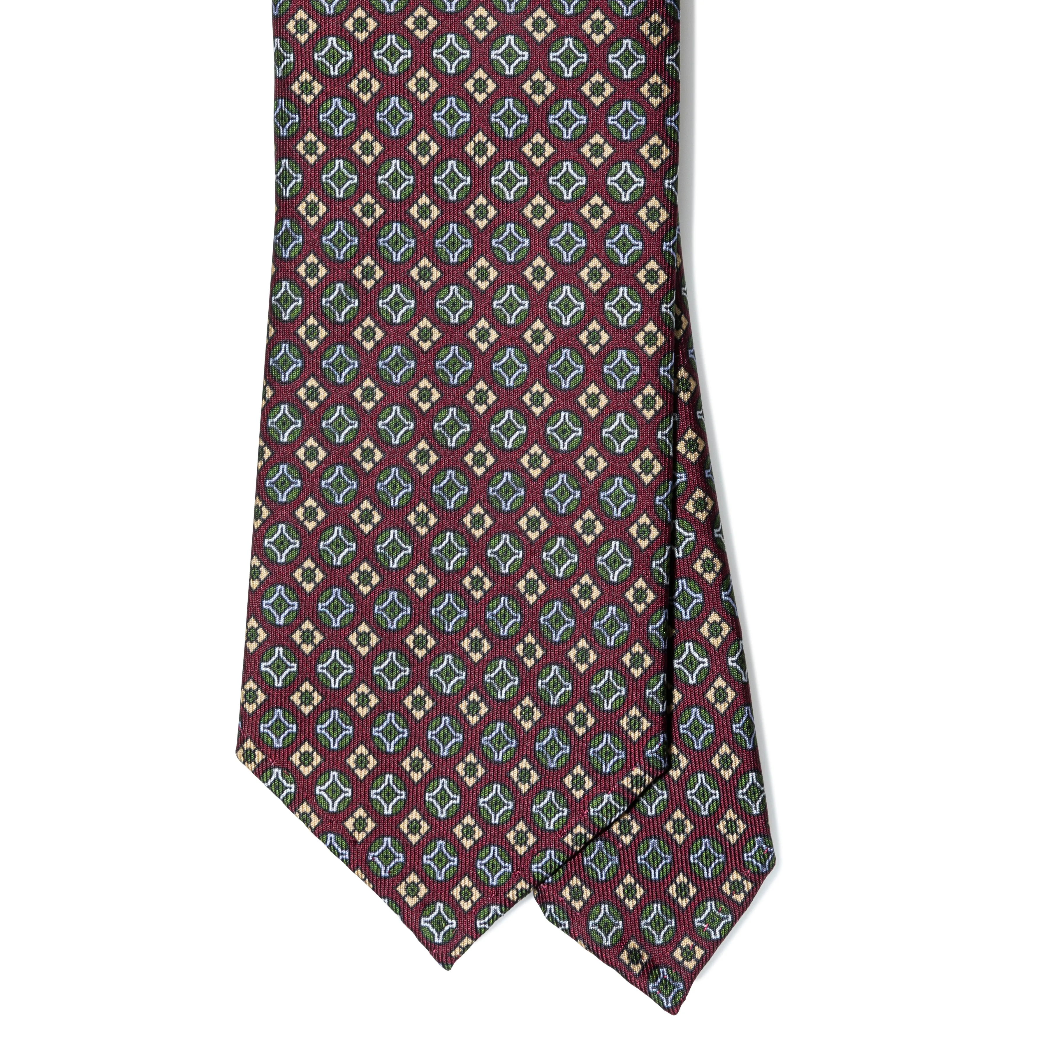 Silk Medallion Multi Print Seven-fold Tie