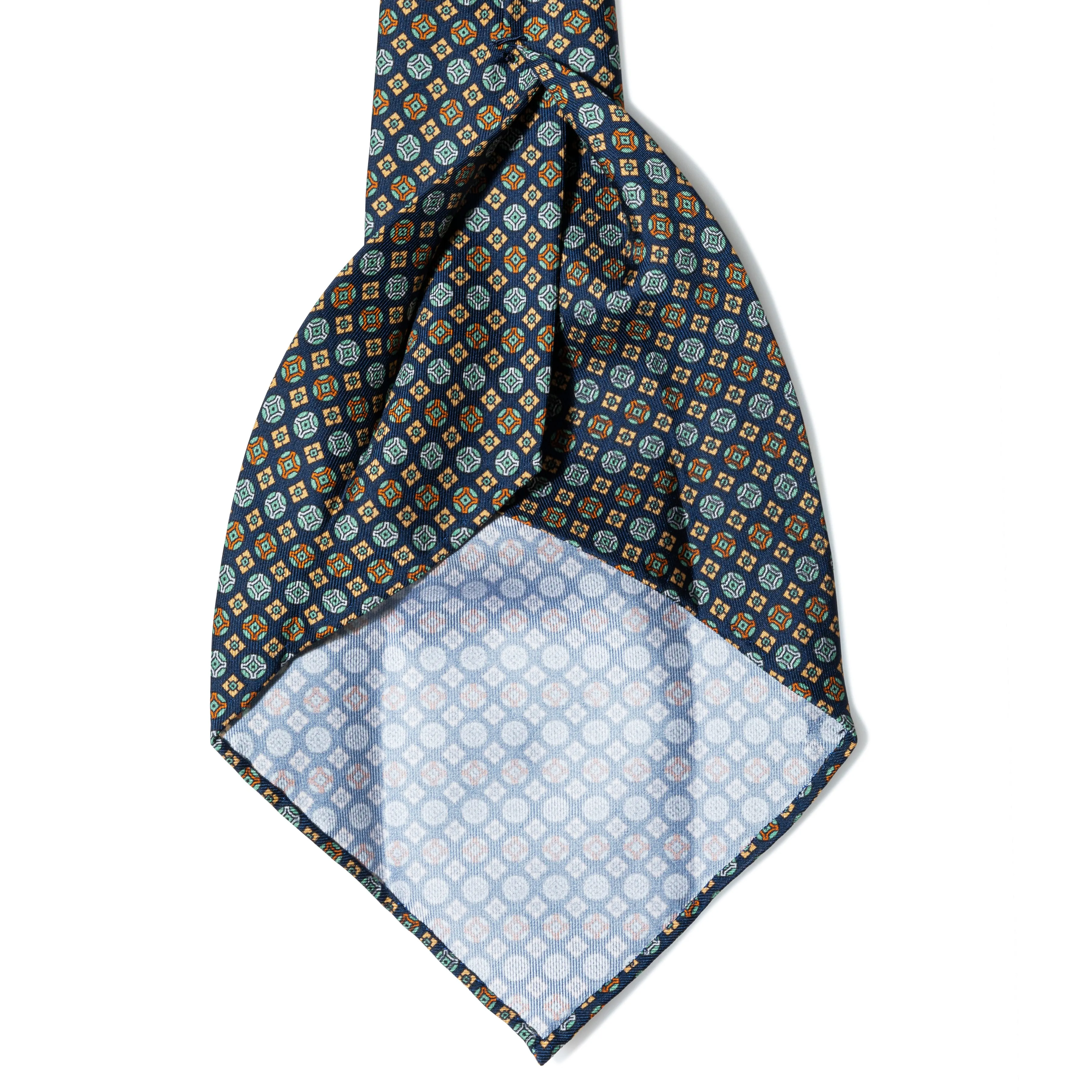 Silk Medallion Multi Print Seven-fold Tie