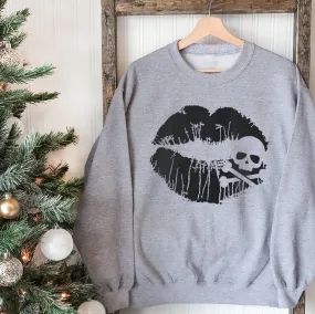 Skull & Crossbones Lips Unisex Crewneck Sweatshirt