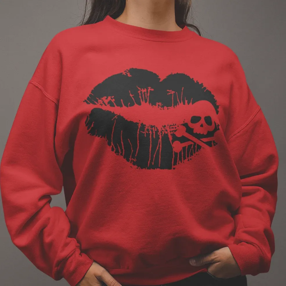 Skull & Crossbones Lips Unisex Crewneck Sweatshirt